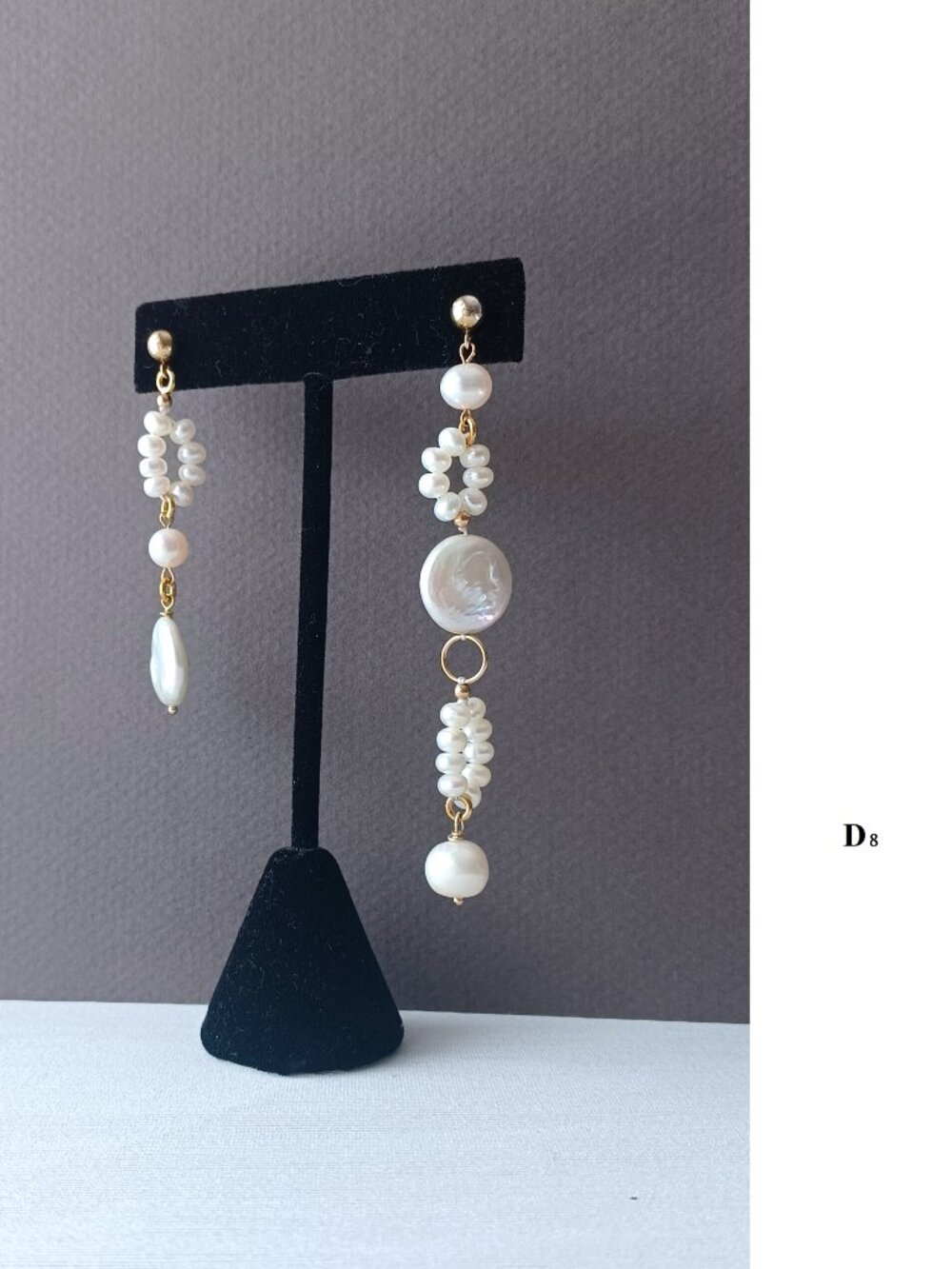 New handmade natural cultured freshwater pearl Asymmetry chandelier earring